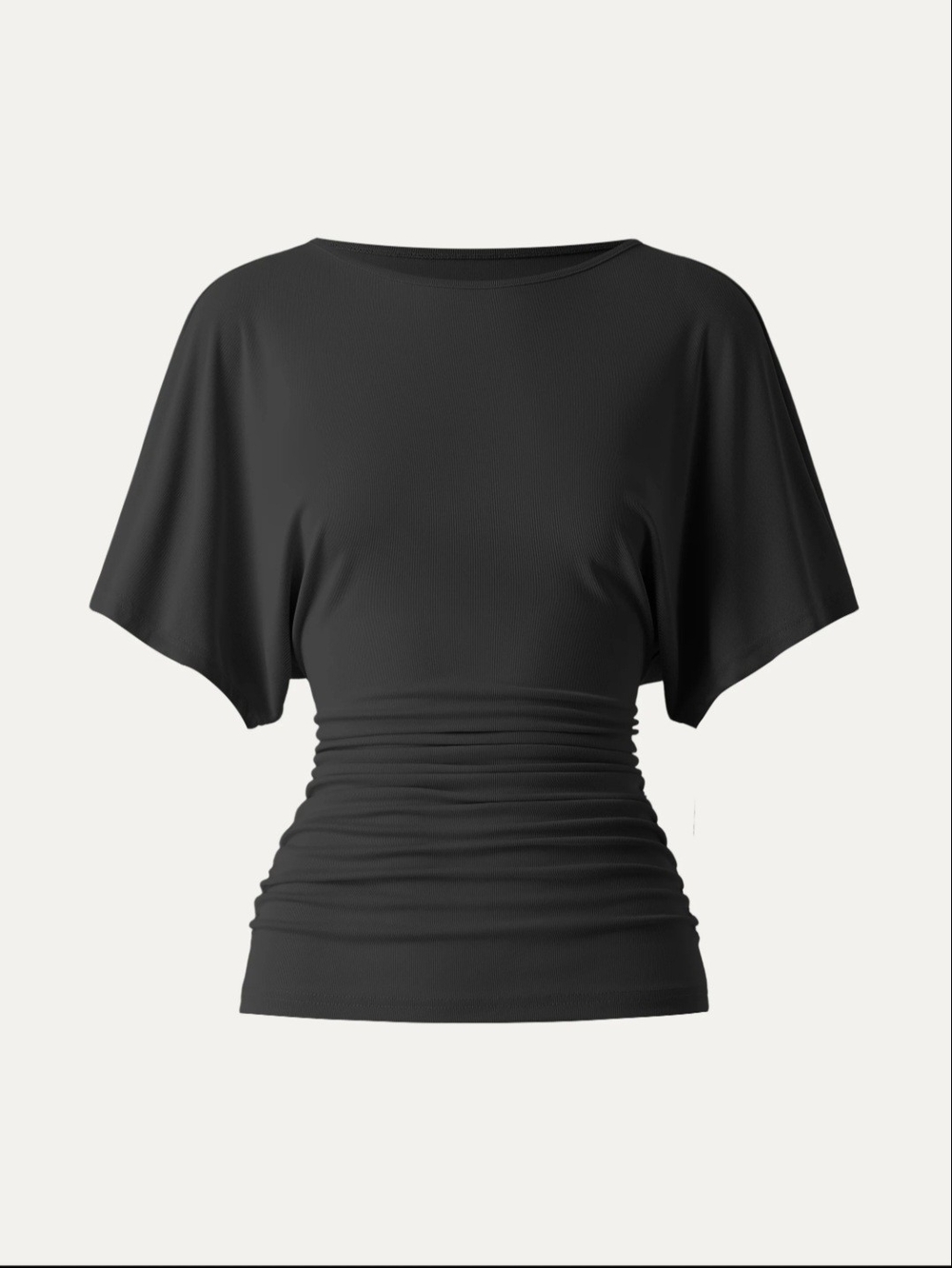 OGL Black Ruched Waist Dolman Sleeve Blouse